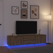 Tv-meubel 193,5x41x50 cm artisanaal eiken met LED