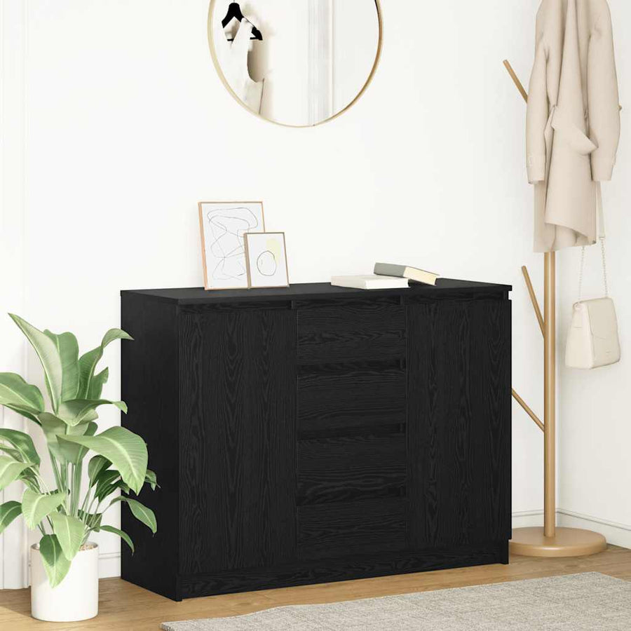 Dressoir met lades 100,5x35x76 cm spaanplaat zwart eikenkleurig