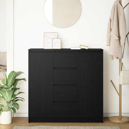 Dressoir met lades 100,5x35x98,5 cm spaanplaat zwart eiken