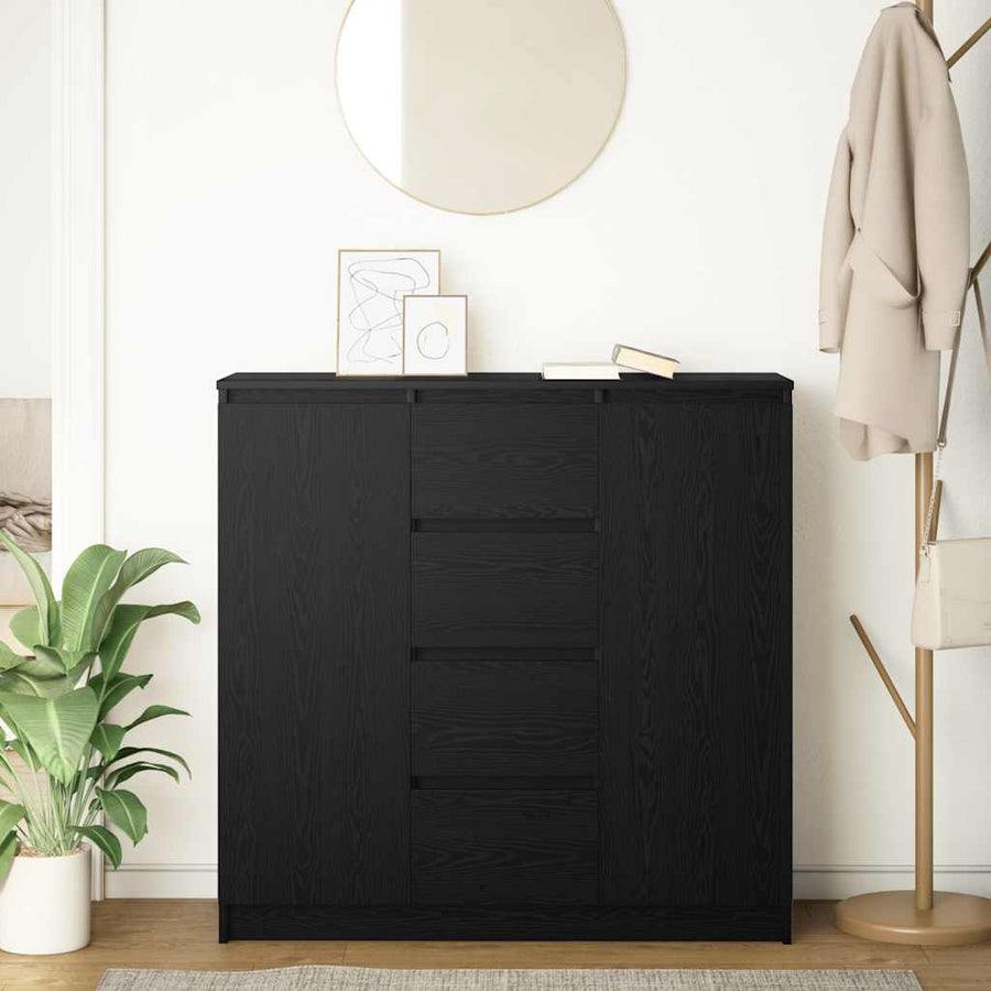 Dressoir met lades 100,5x35x98,5 cm spaanplaat zwart eiken