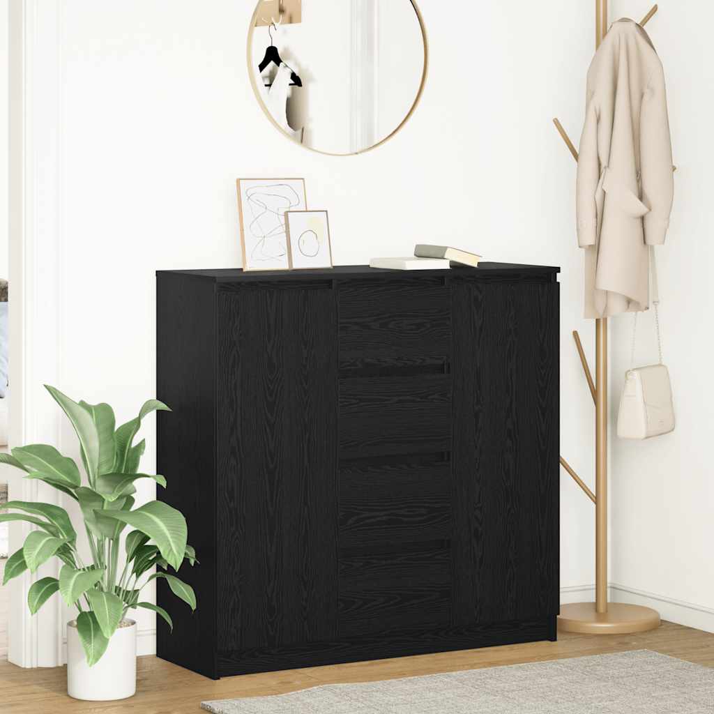Dressoir met lades 100,5x35x98,5 cm spaanplaat zwart eiken
