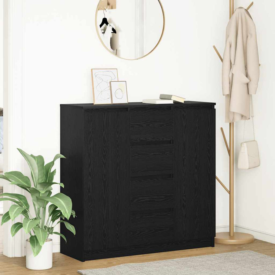 Dressoir met lades 100,5x35x98,5 cm spaanplaat zwart eiken