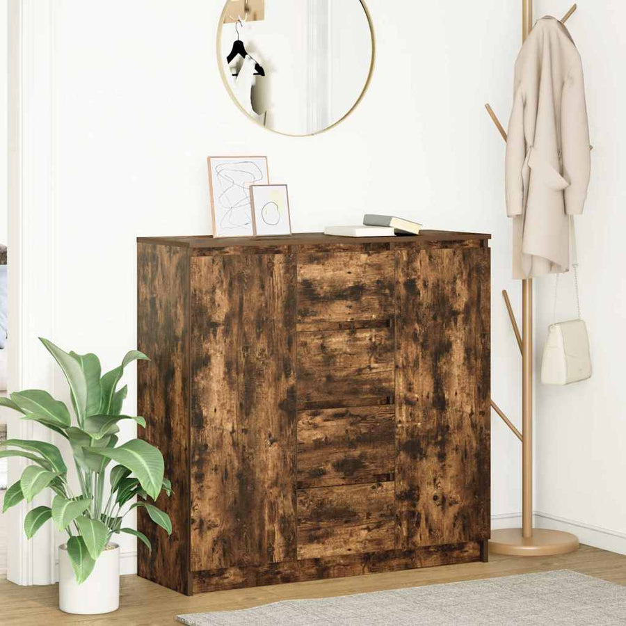 Dressoir met lades 100,5x35x98,5cm spaanplaat gerookt eikenhout