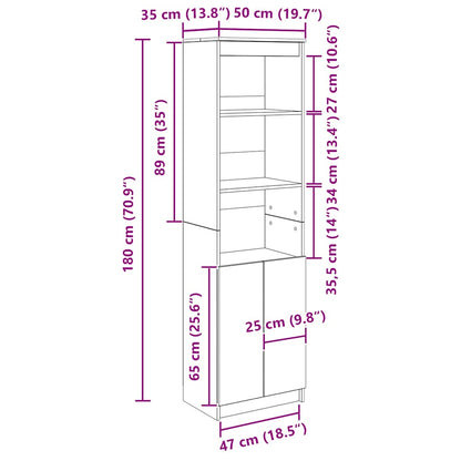 Highboard 50x35x180 cm spaanplaat wit