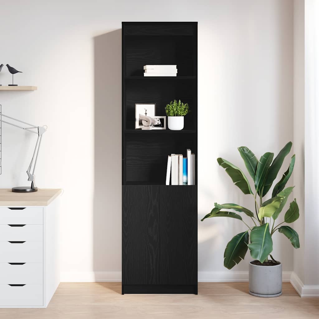 Highboard 50x35x180 cm spaanplaat zwart eikenkleurig