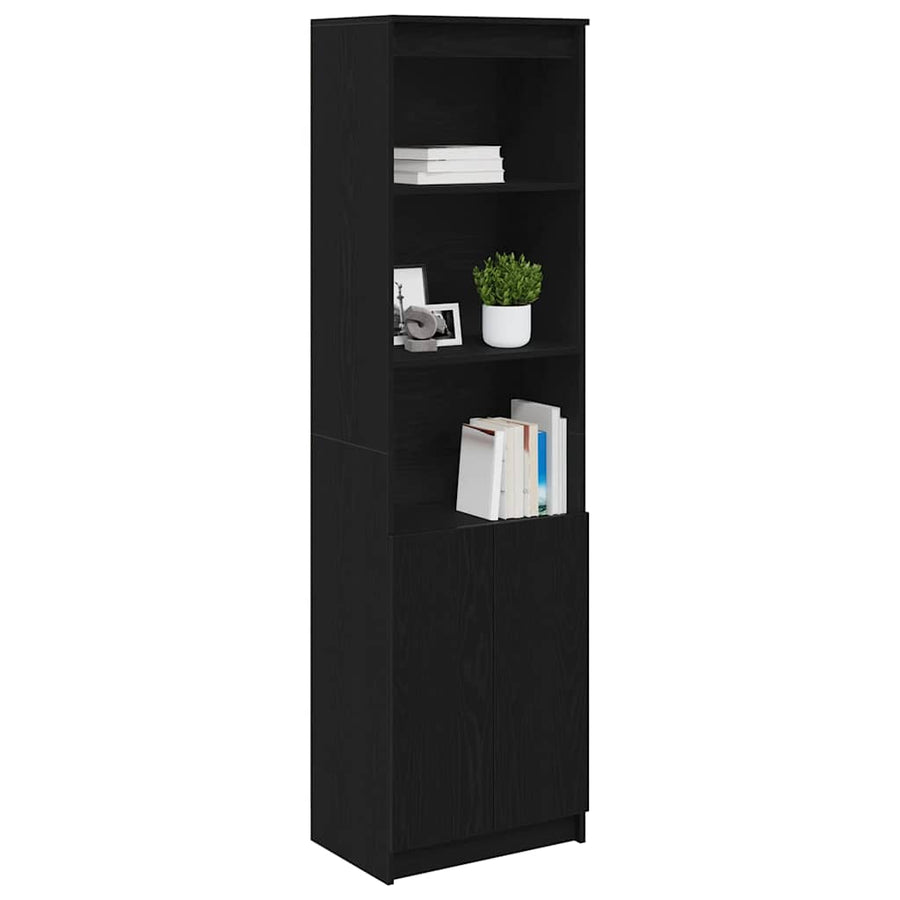 Highboard 50x35x180 cm spaanplaat zwart eikenkleurig