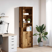 Hoge kast 50x35x180 cm bewerkt hout oud houtkleurig