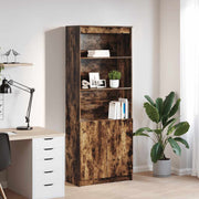 Hoge kast 70x35x180 cm bewerkt hout gerookt eiken