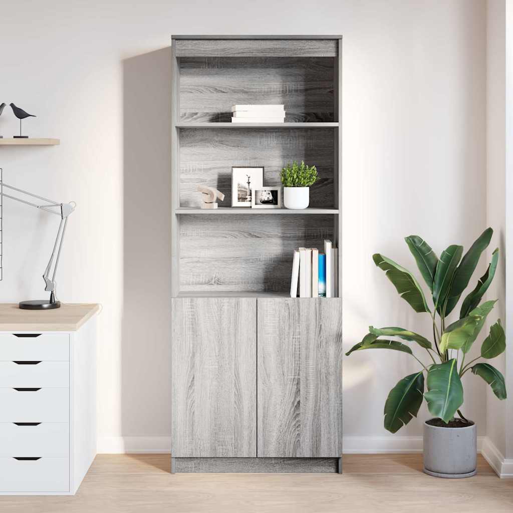 Hoge kast 70x35x180 cm bewerkt hout grijs sonoma eikenkleurig