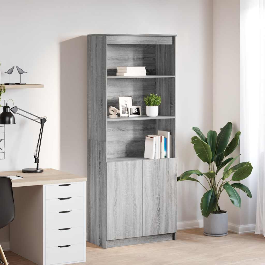 Hoge kast 70x35x180 cm bewerkt hout grijs sonoma eikenkleurig