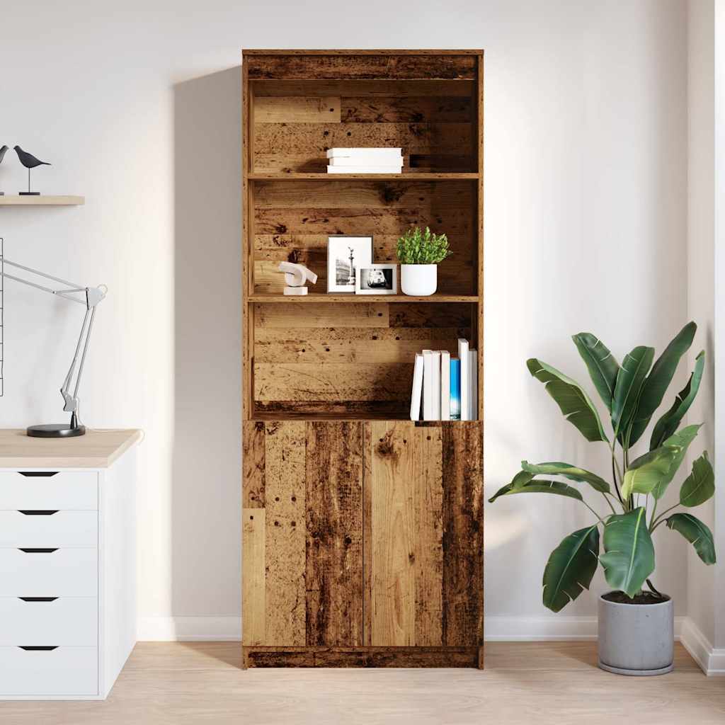 Hoge kast 70x35x180 cm spaanplaat oud hout