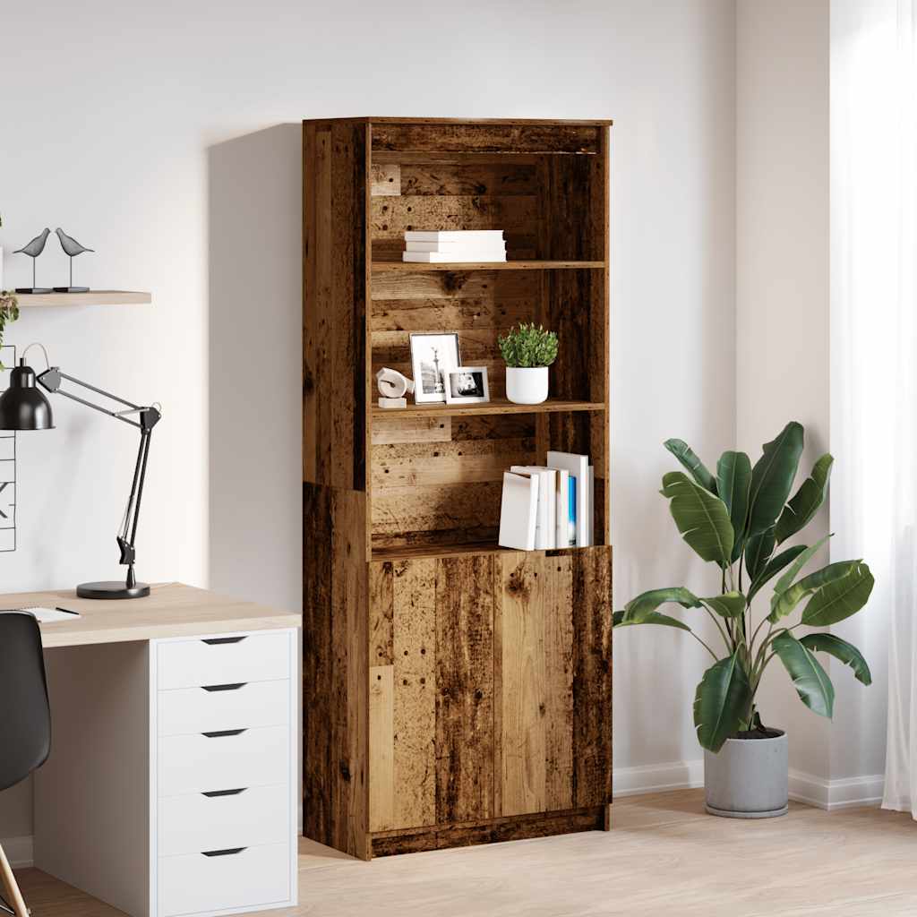 Hoge kast 70x35x180 cm spaanplaat oud hout