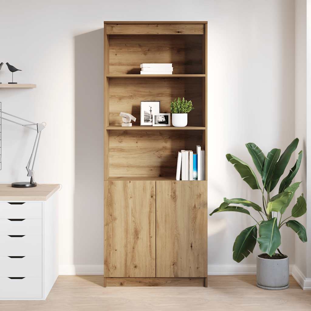 Highboard 70x35x180 cm spaanplaat ambachtelijk eikenkleurig