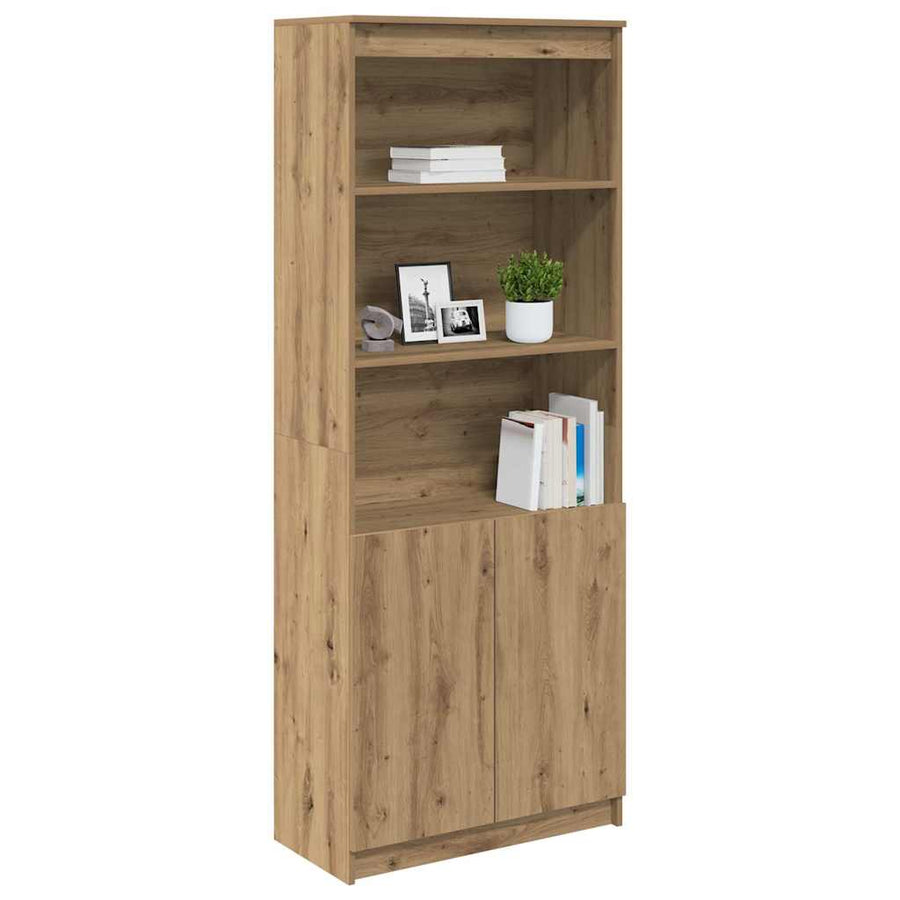 Highboard 70x35x180 cm spaanplaat ambachtelijk eikenkleurig