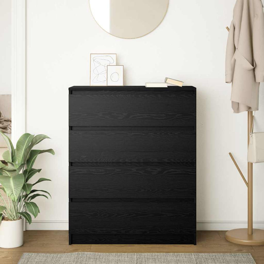 Dressoir 80x35x99 cm spaanplaat zwart eikenkleurig
