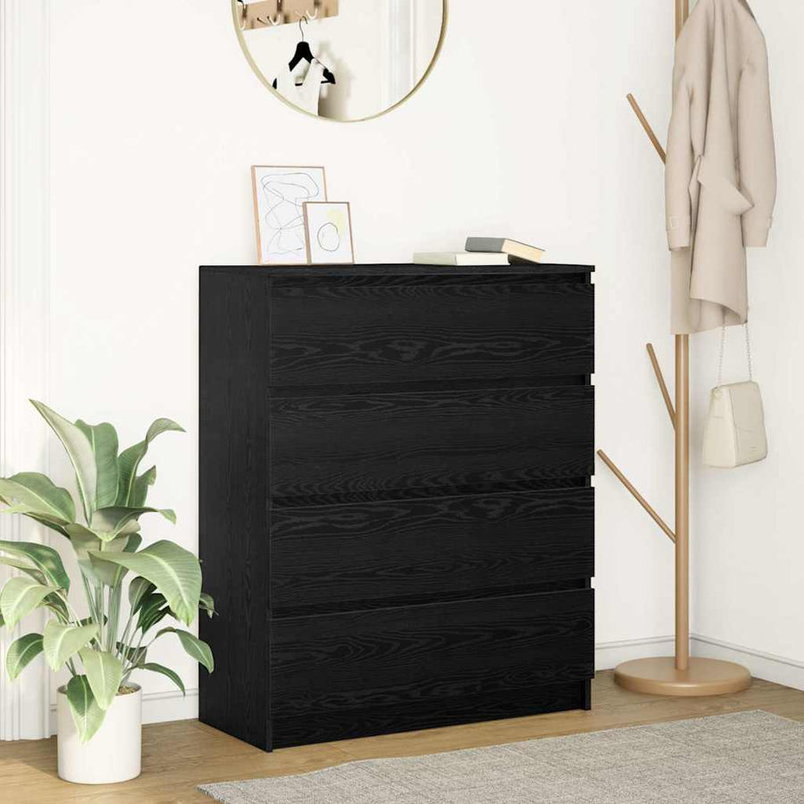 Dressoir 80x35x99 cm spaanplaat zwart eikenkleurig