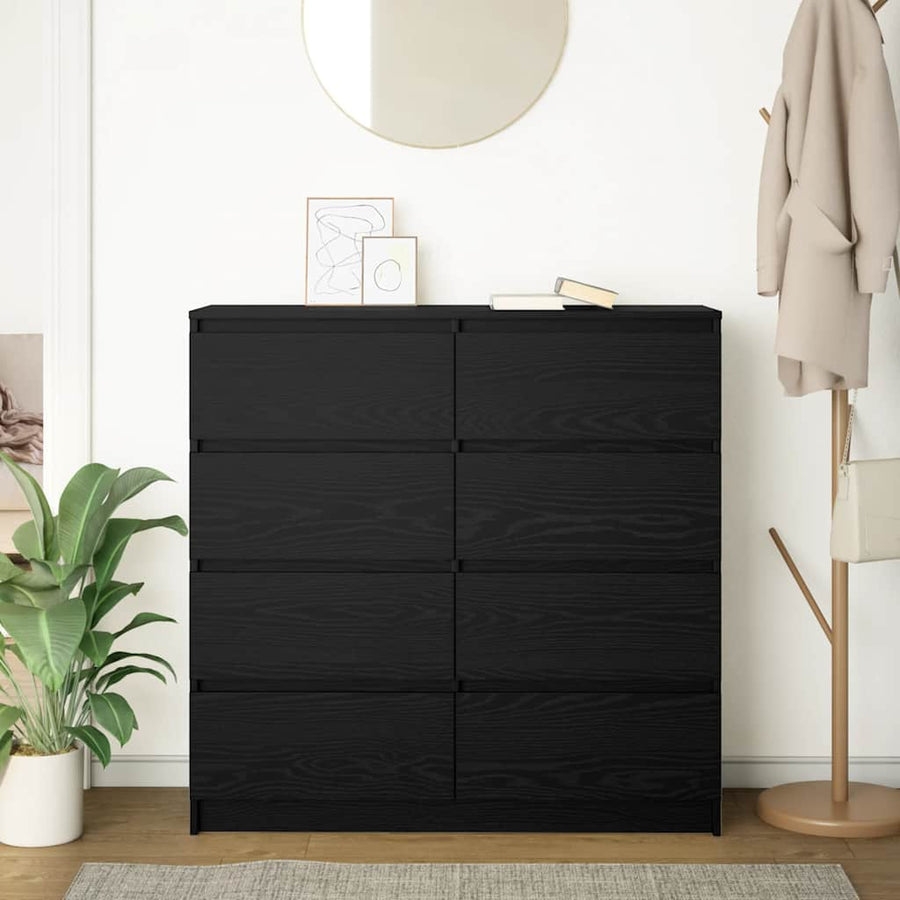 Dressoir 100x35x99 cm spaanplaat zwart eikenkleurig