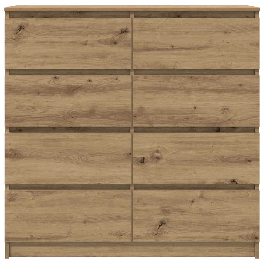 Dressoir 100x35x99 cm bewerkt hout artisanaal eikenkleurig