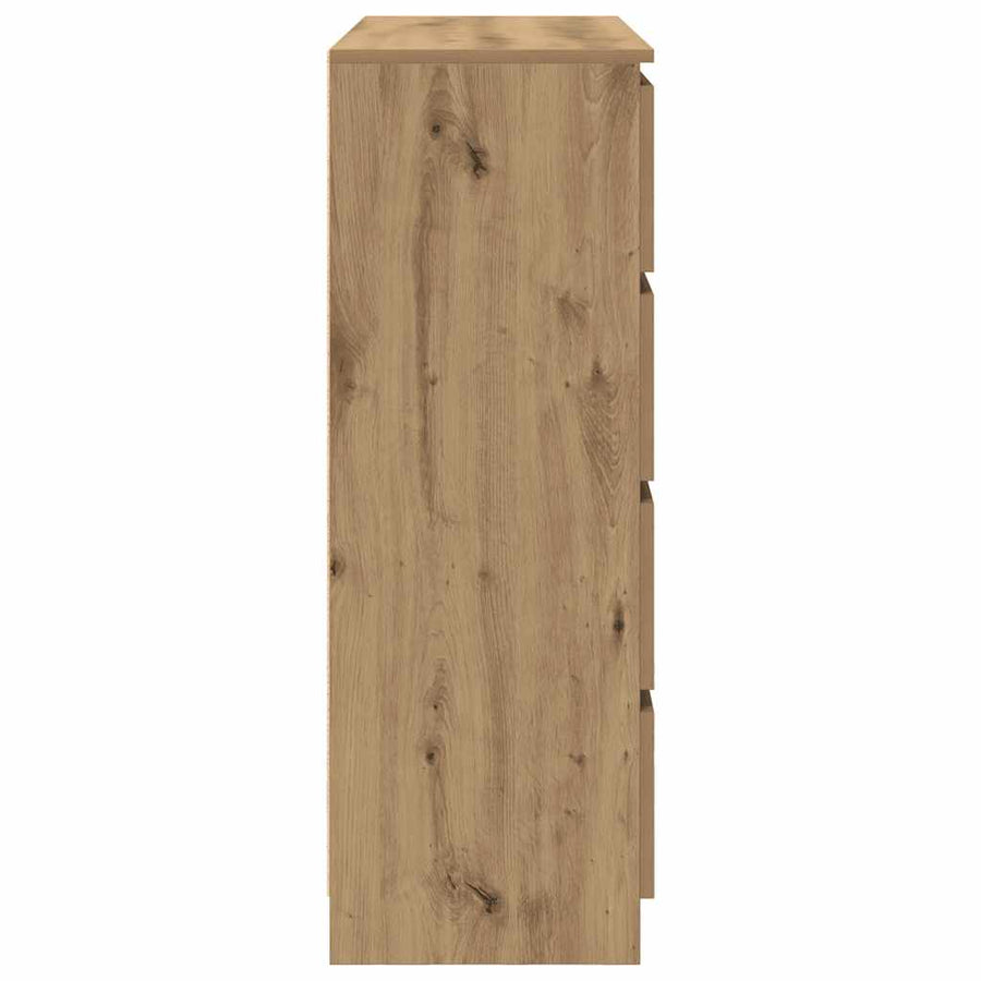 Dressoir 100x35x99 cm bewerkt hout artisanaal eikenkleurig