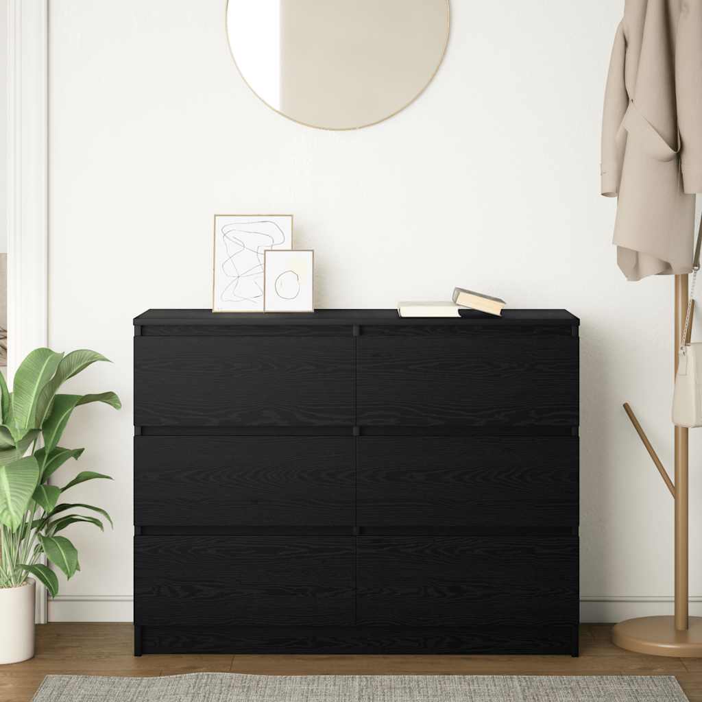 Dressoir 100x35x76 cm spaanplaat zwart eikenkleurig