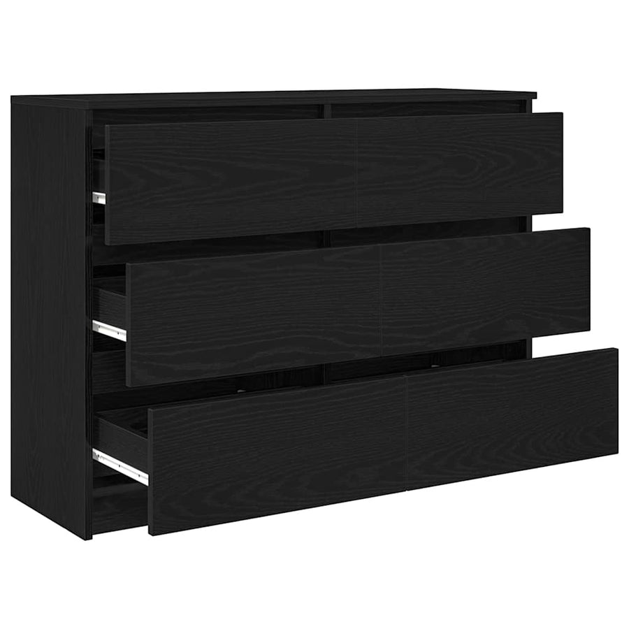 Dressoir 100x35x76 cm spaanplaat zwart eikenkleurig