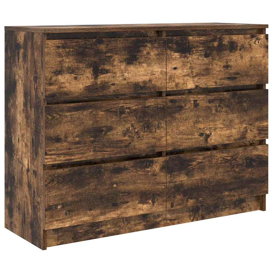 Dressoir 100x35x76 cm bewerkt hout gerookt eikenkleurig