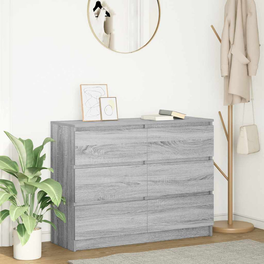 Dressoir 100x35x76 cm bewerkt hout grijs sonoma eikenkleurig