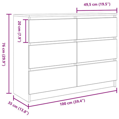 Dressoir 100x35x76 cm spaanplaat oud hout