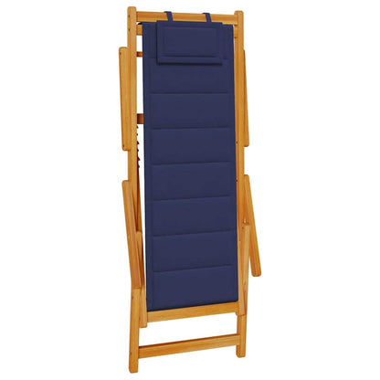 Opvouwbare stoel met armleuningen, blauw acaciahout en textiel
