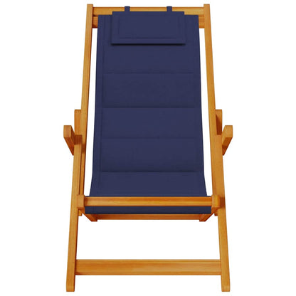 Opvouwbare stoel met armleuningen, blauw acaciahout en textiel