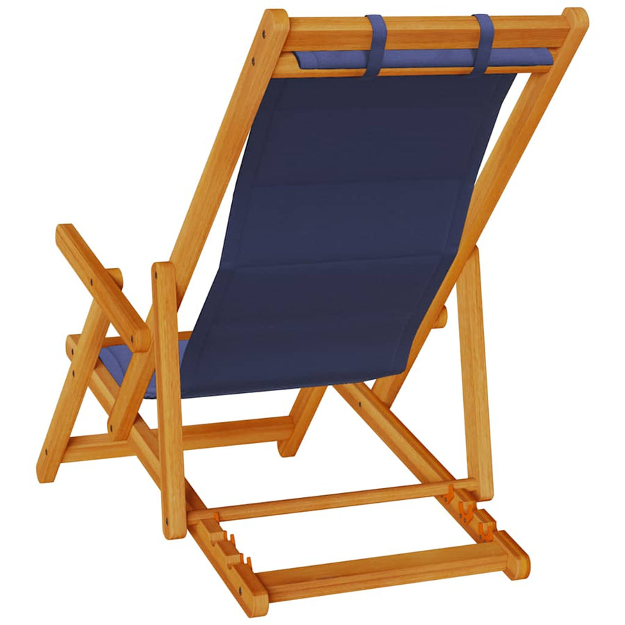 Opvouwbare stoel met armleuningen, blauw acaciahout en textiel