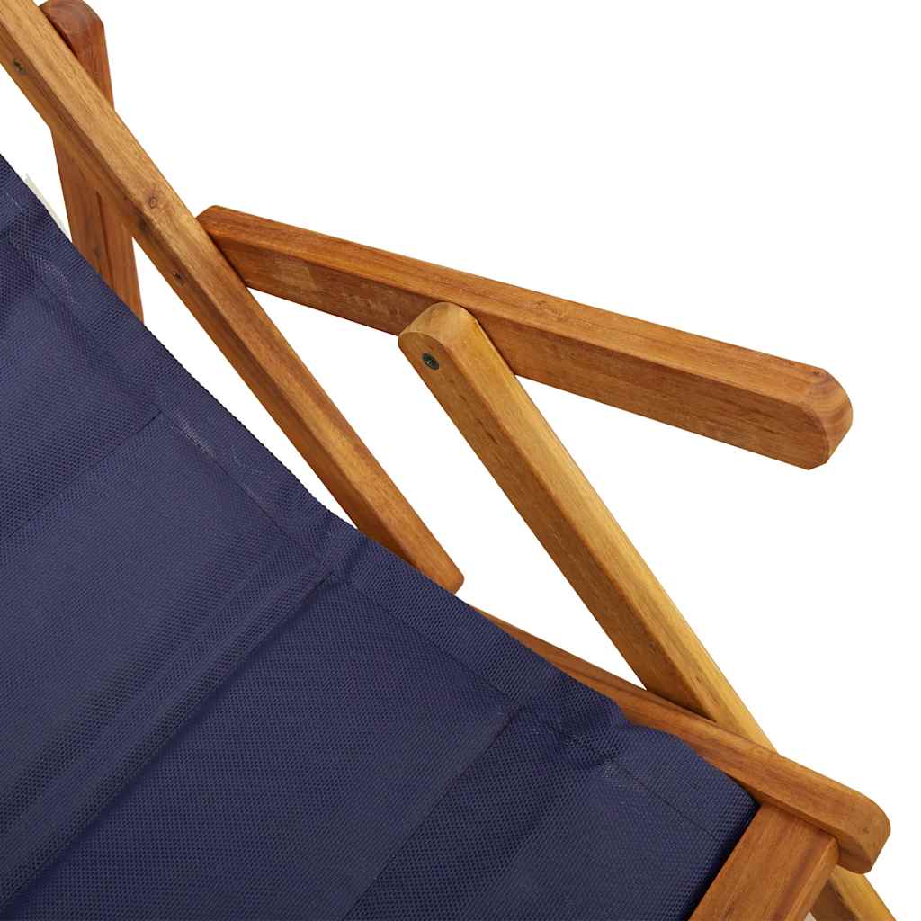 Opvouwbare stoel met armleuningen, blauw acaciahout en textiel