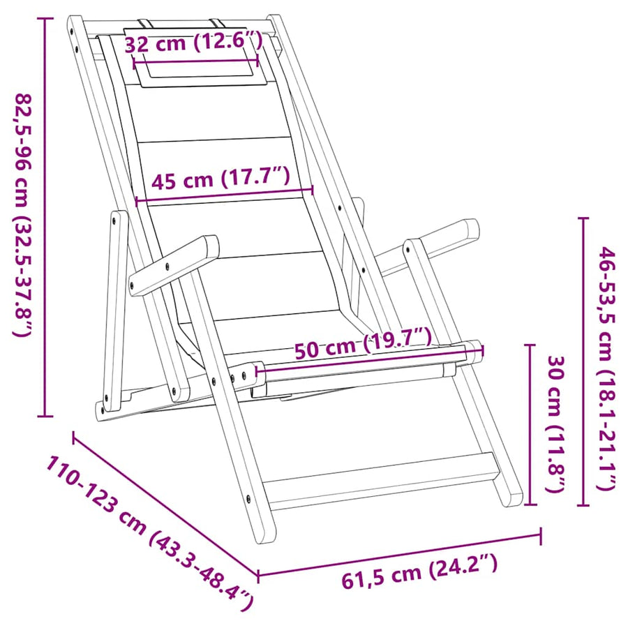 Opvouwbare stoel met armleuningen Taupe Acaciahout & Textileen
