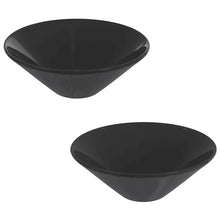Wastafels 2 St Ø42X14 Cm Keramiek Glanzend Zwart