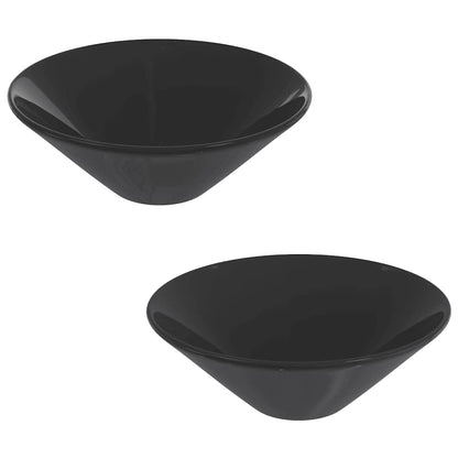 Wastafels 2 St Ø42X14 Cm Keramiek Glanzend Zwart