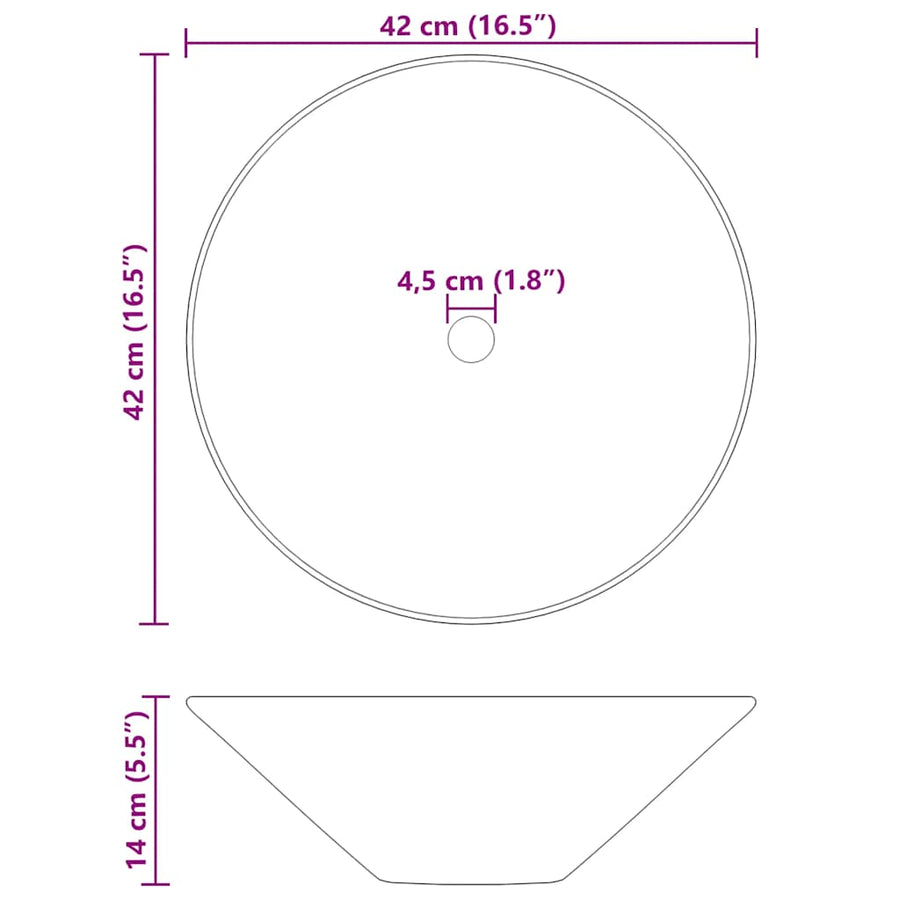 Wastafels 2 St Ø42X14 Cm Keramiek Glanzend Zwart