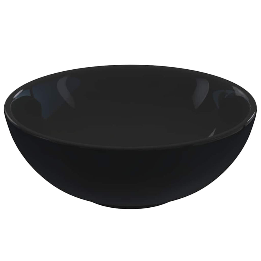 Wastafel Ø28X10 Cm Keramiek Glanzend Zwart