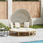 Outdoor Daybed with Canopy and Cushions Poly Rattan