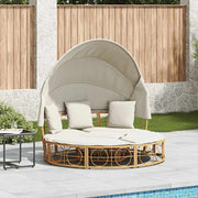 Loungebed buiten poly rattan 160x151 cm met luifel