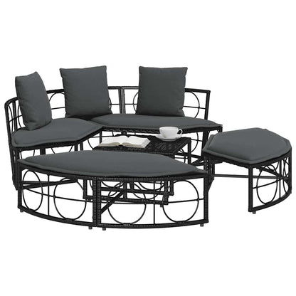 Loungebed voor buiten zonder luifel poly rattan zwart