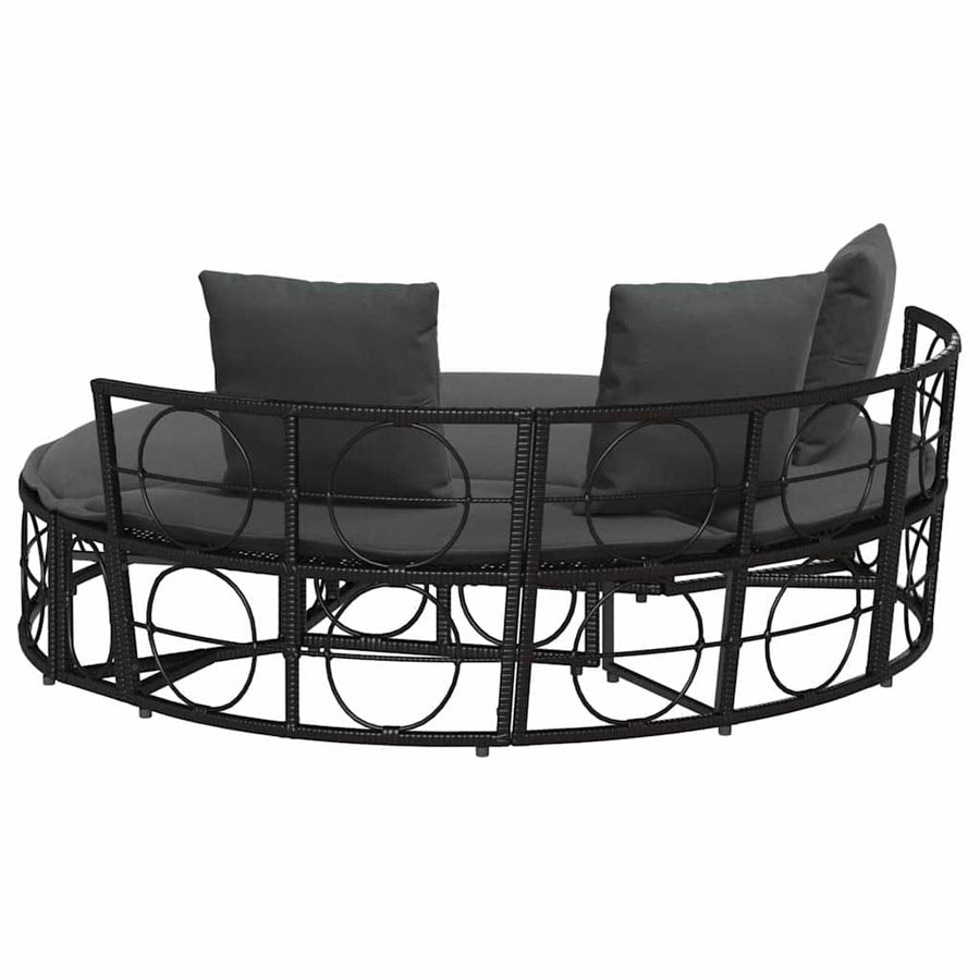 Loungebed voor buiten zonder luifel poly rattan zwart
