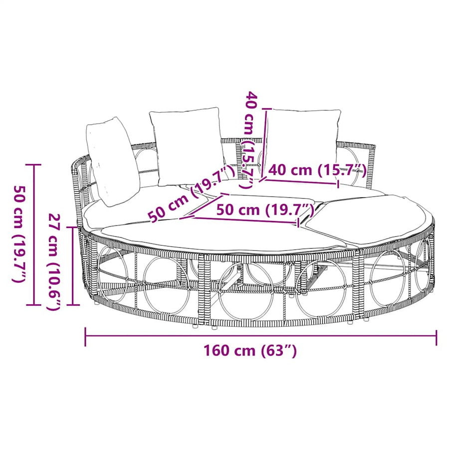 Loungebed voor buiten zonder luifel poly rattan