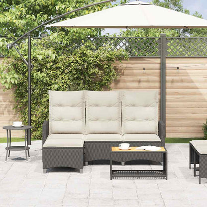 Verstelbare tuinbank met kussens L-vormig poly rattan zwart