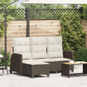 L-vormige tuinbank poly rattan bruin verstelbaar