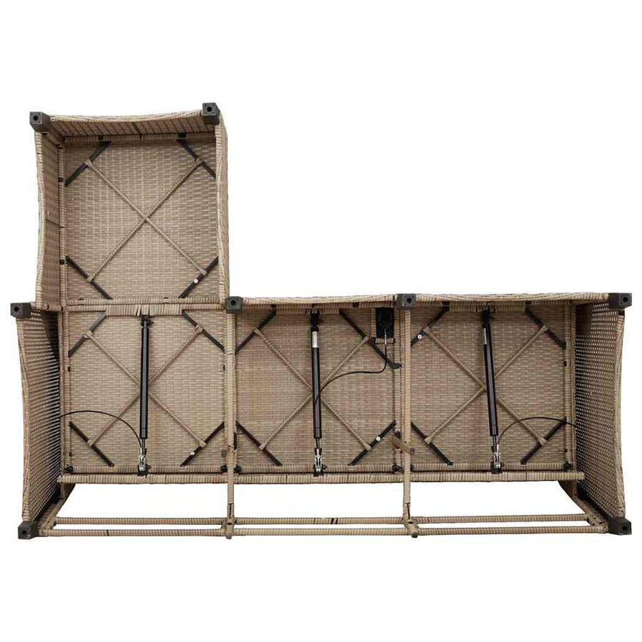 Verstelbare tuinbank met kussens L-vormig beige poly rattan