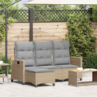 Adjustable garden sofa with cushions L-shaped beige poly rattan