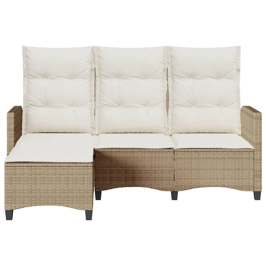 Verstelbare tuinbank met kussens L-vormig beige poly rattan