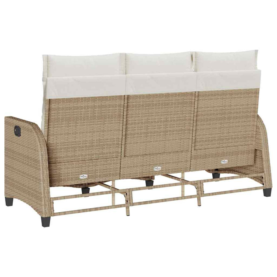 Verstelbare tuinbank met kussens L-vormig beige poly rattan