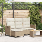 Adjustable Garden Bench with Cushions L-Shaped Beige Poly Rattan