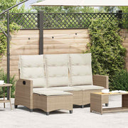 Tuinbank L-vormig poly rattan beige verstelbaar